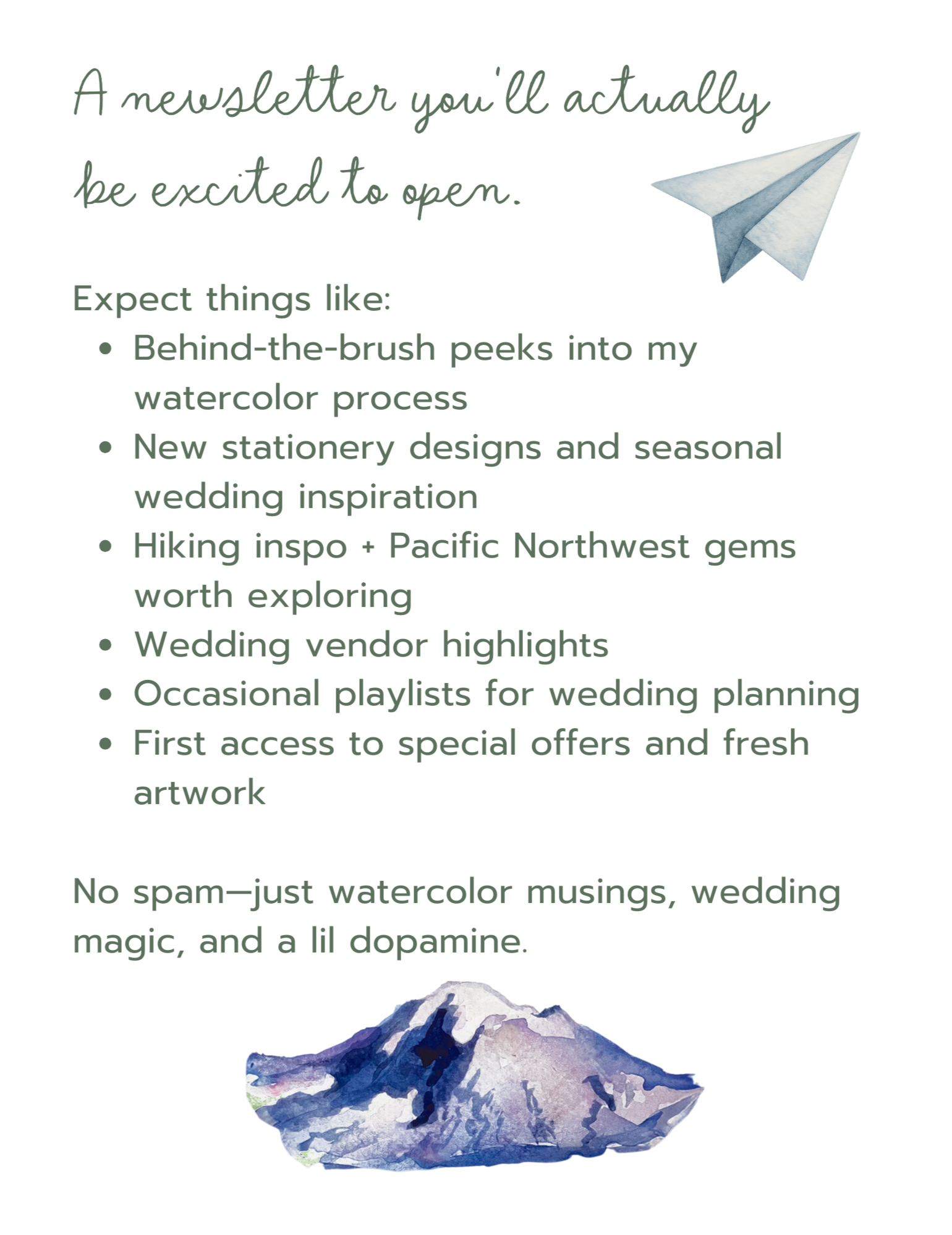 Newsletter Image depicting the value of signing up for the newsletter.